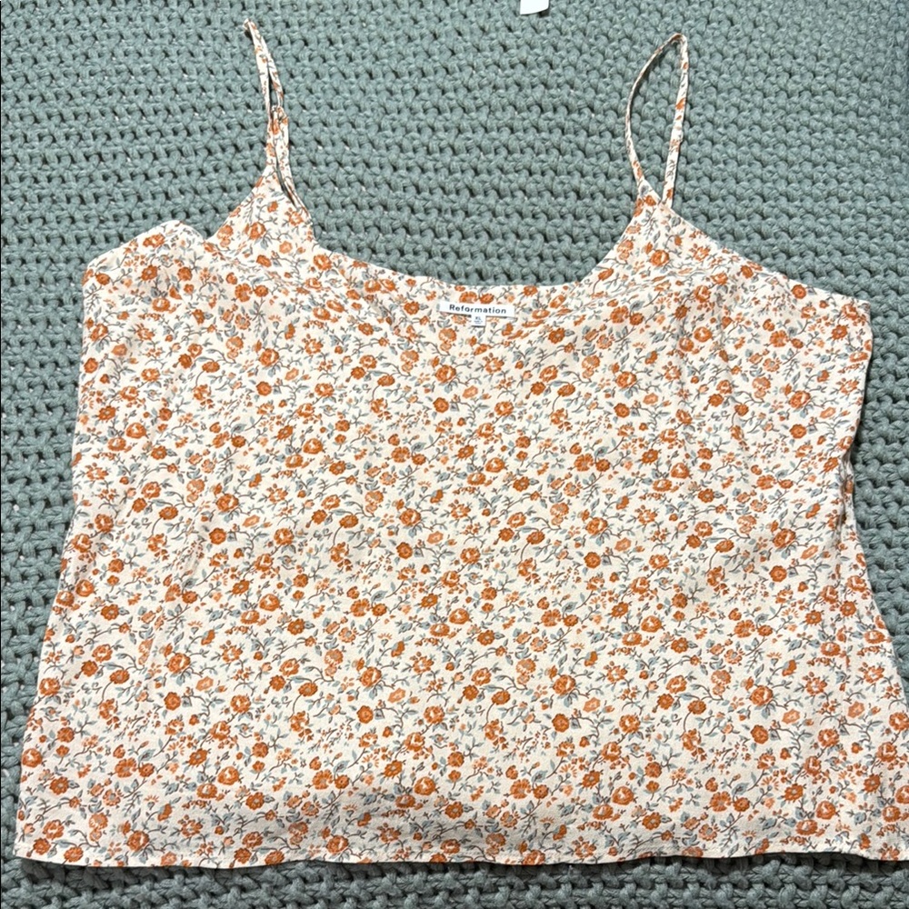 Reformation Orange and White Floral Camisole